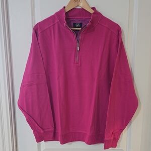Cutter & Buck Men's Fuchsia Zip-Up Sweater